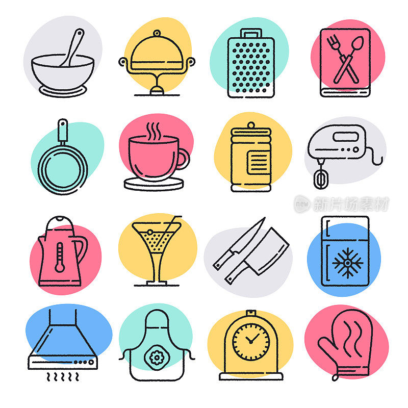 Healthy Food Techniques Doodle Style Vector Icon Set